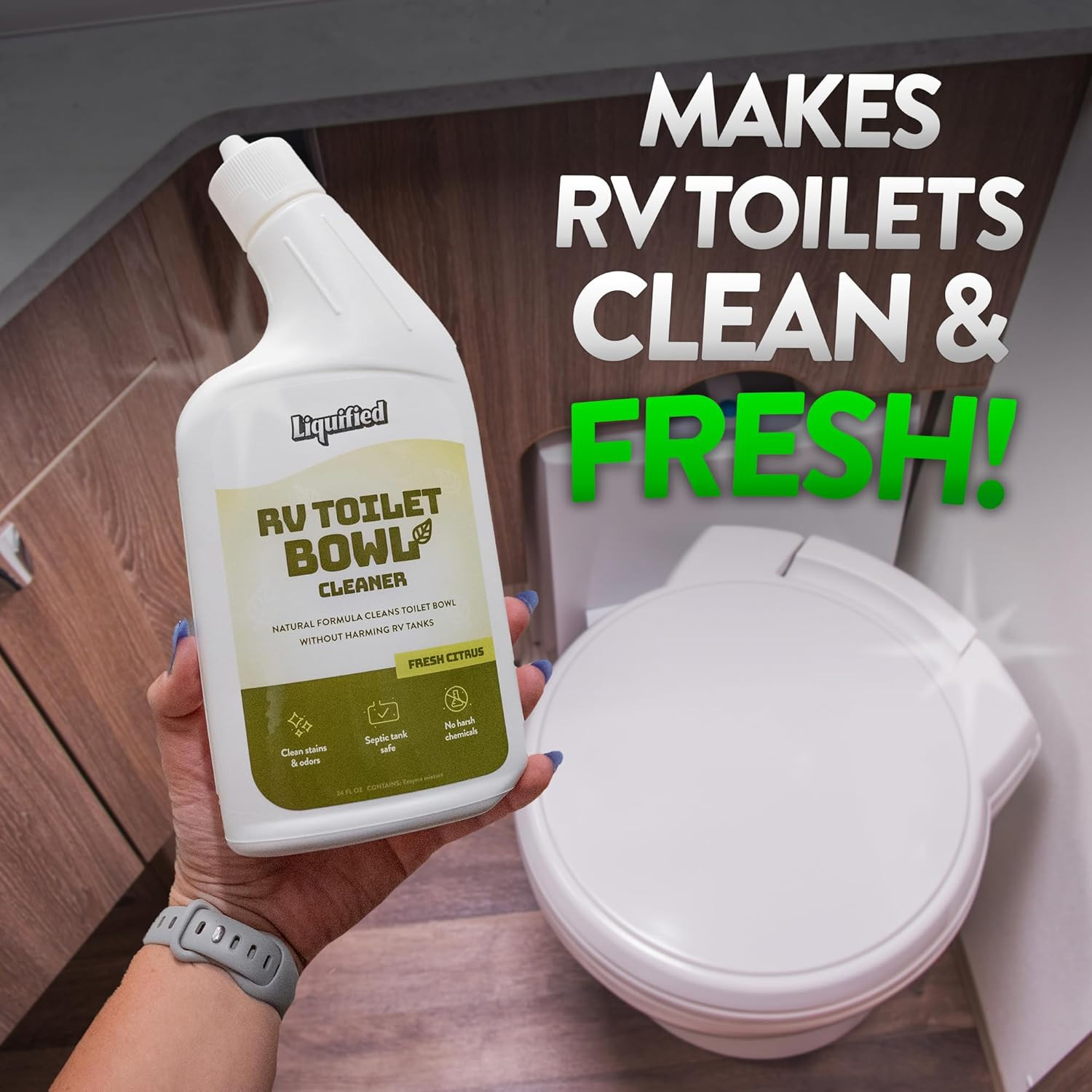 Liquified RV Toilet Bowl Cleaner – Natural RV Toilet Treatment Formula, Septic T