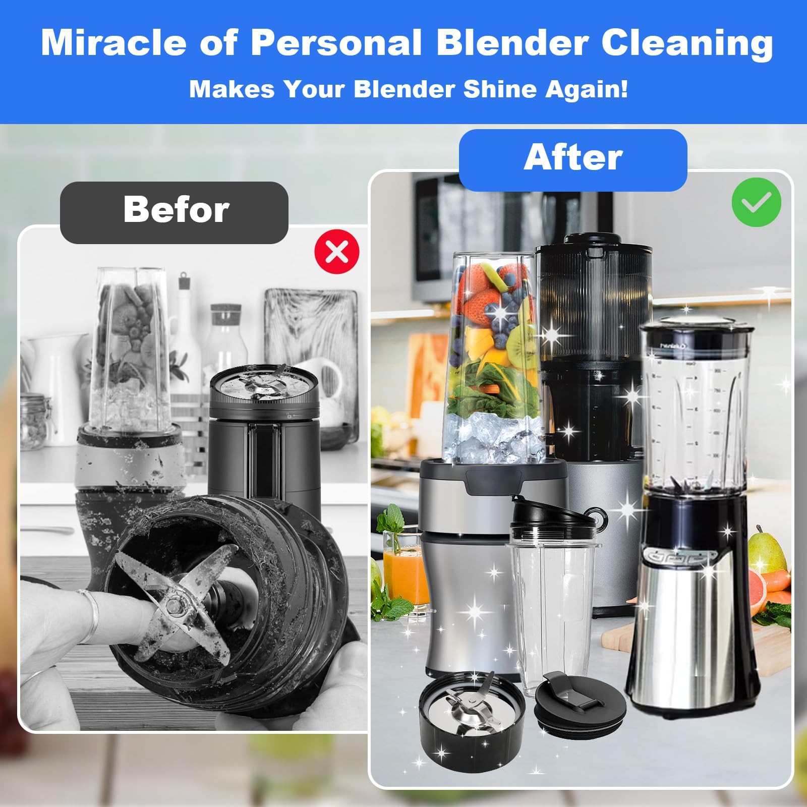 7 Pcs Personal Blender Cleaning Brush Set for Portable/Smoothie/Small/Mini an…