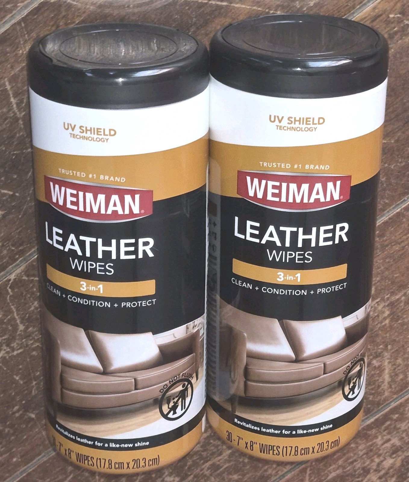Lot of 2 Weiman LEATHER 3-in-1 Wipes ☆30 – 7″ x 8″ Wipes Per Package☆
