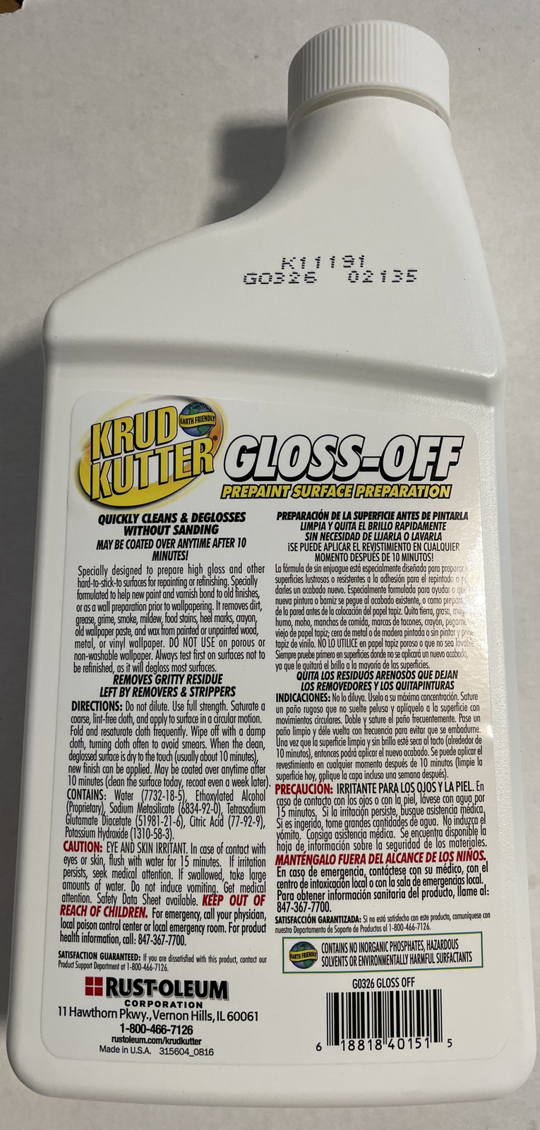 Krud Kutter Gloss-Off 32 Oz. Water-based Gloss Remover GO326 Krud Kutter