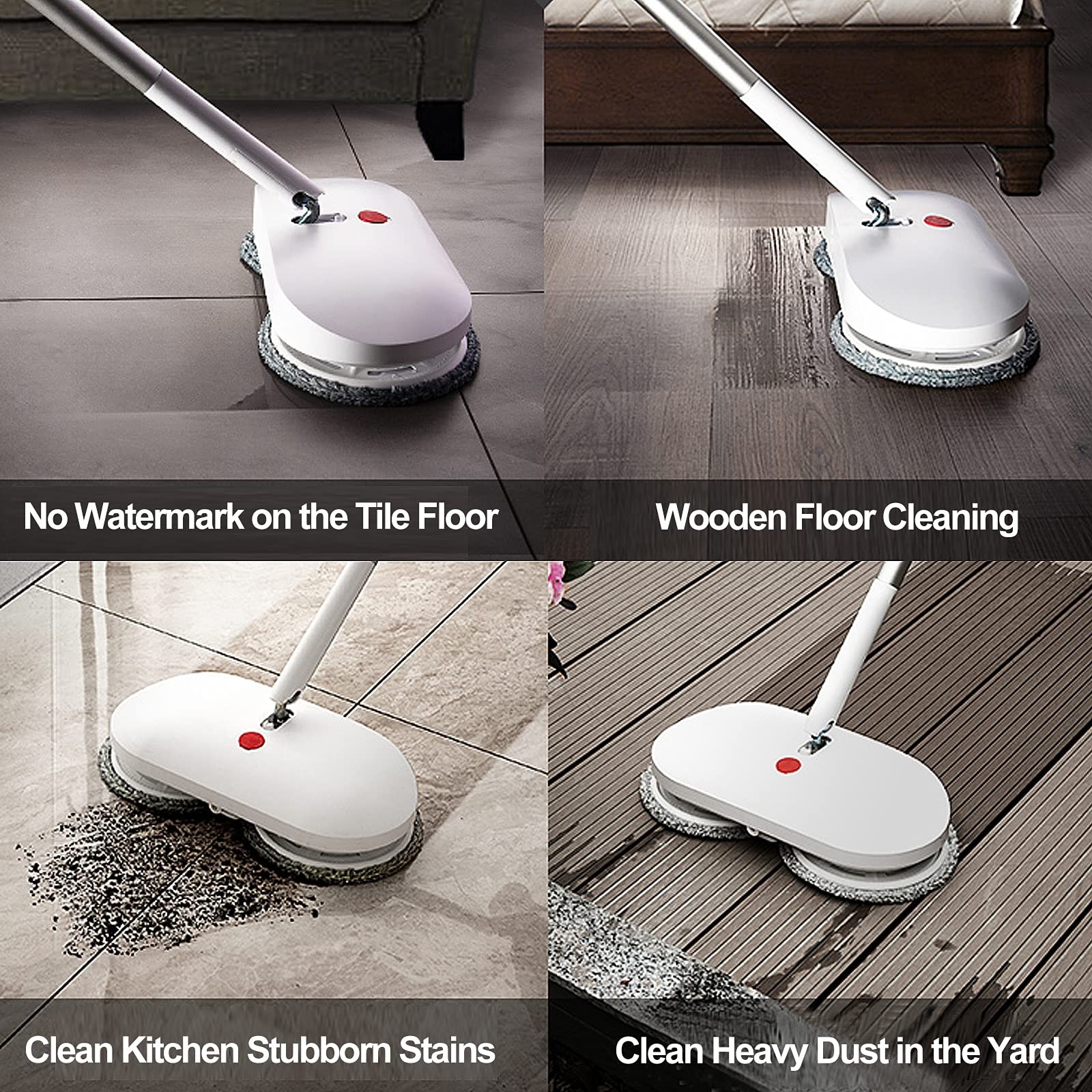 Cordless Electric Spin Mop Power Mop with 4 Floor Scrubber Pads/Automatic Cle…