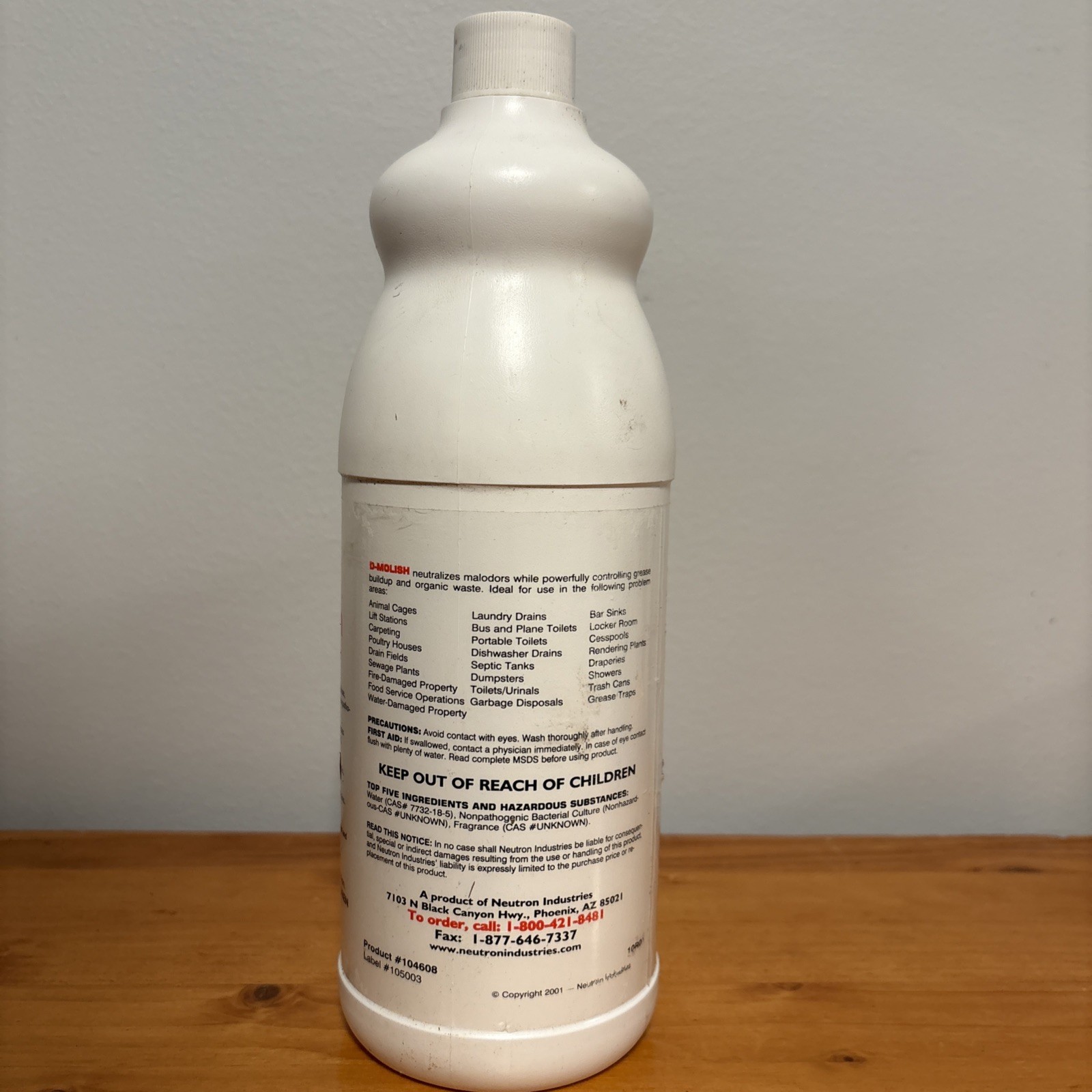 D-Molish Neutron Industries Enzymatic Digester & Deodorizer 1 quart (32 ounces)