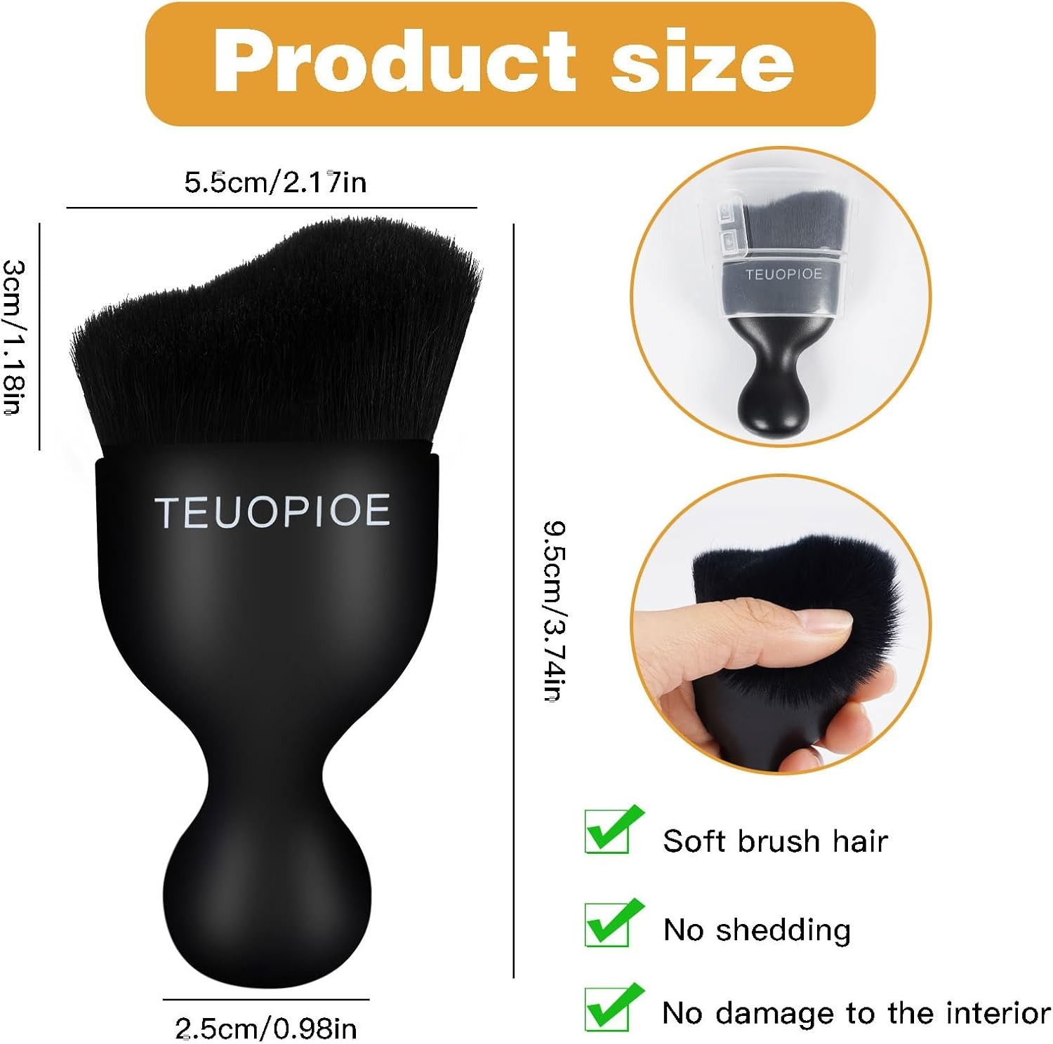 Car Interior Cleaning Brush, Interior Duster, Detailing Brush, Du Color: black