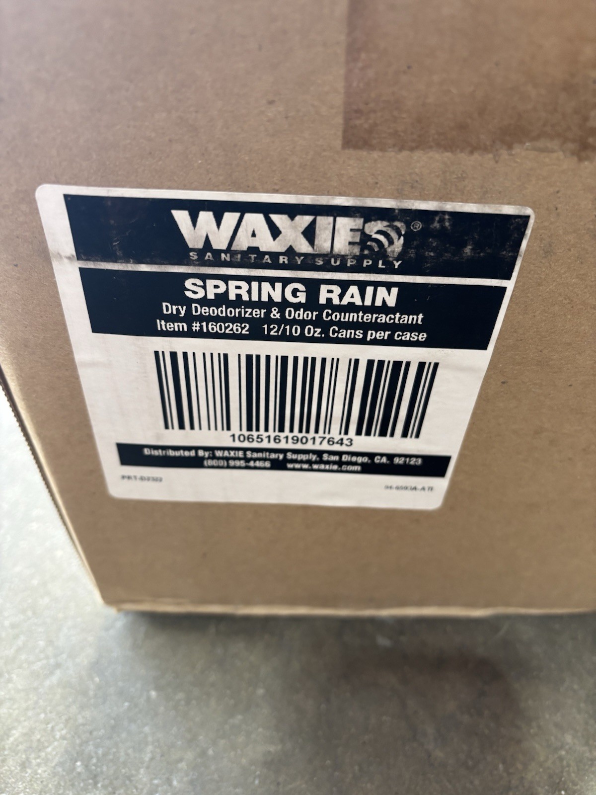 WAXIE Spring Rain Dry Deodorizer & Odor Counteractant Case – 12/10 Oz. Cans