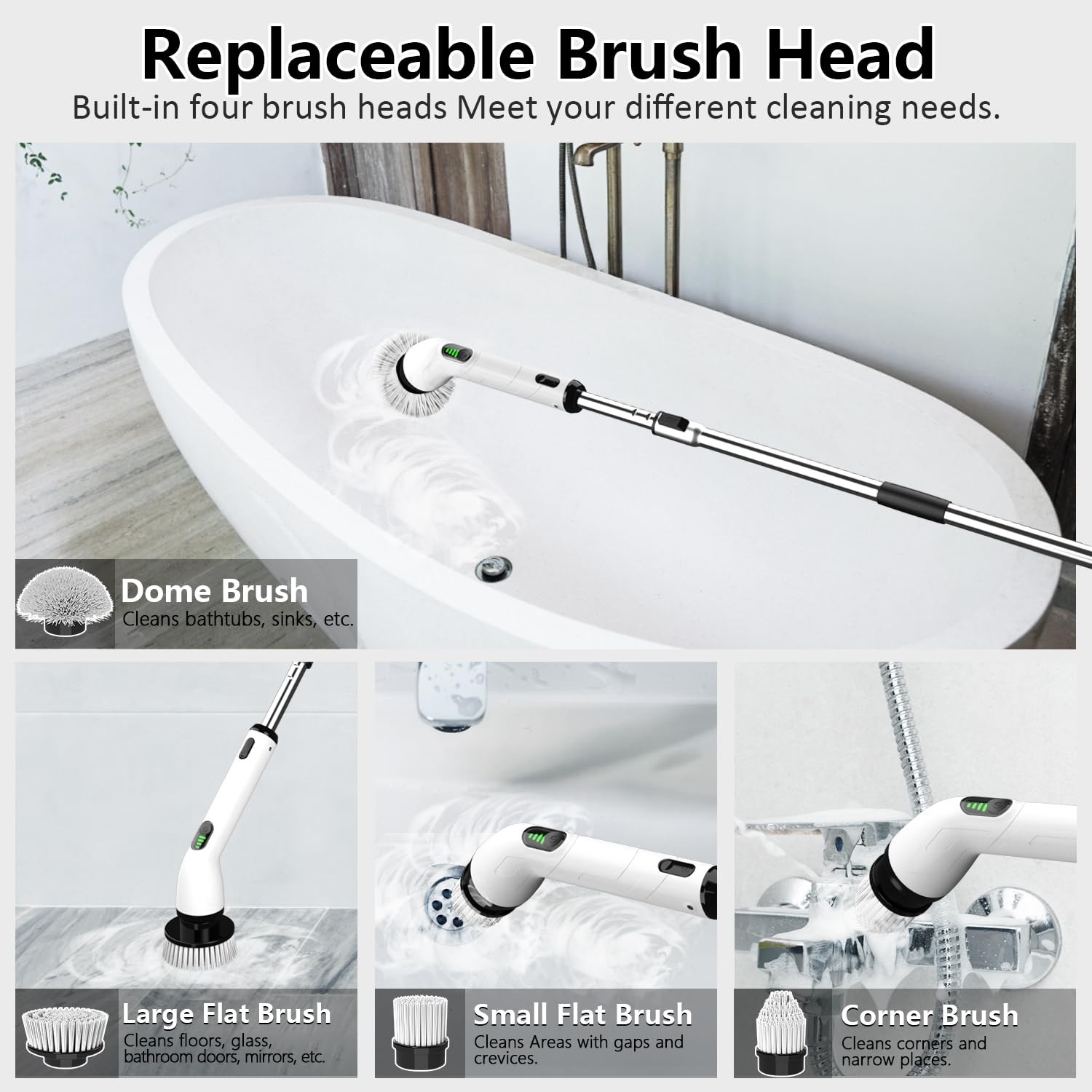 Electric Spin Scrubber, Full-Body IPX7 Waterproof Bathroom Scrubber,4 Replace…