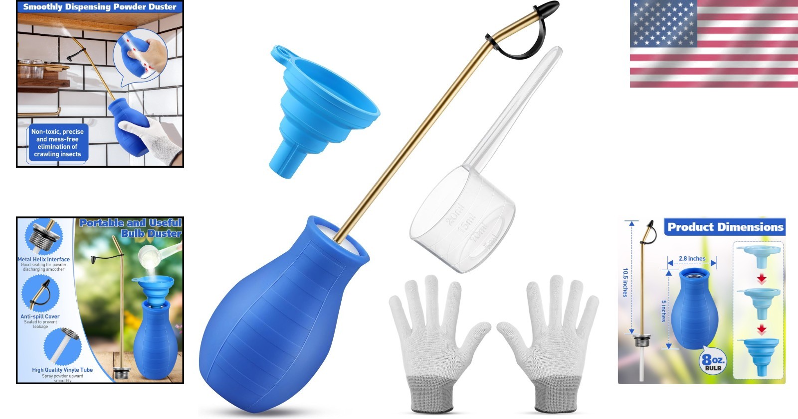 8oz Garden Powder Sprayer – Durable Diatomaceous Earth Duster with Brass Tube