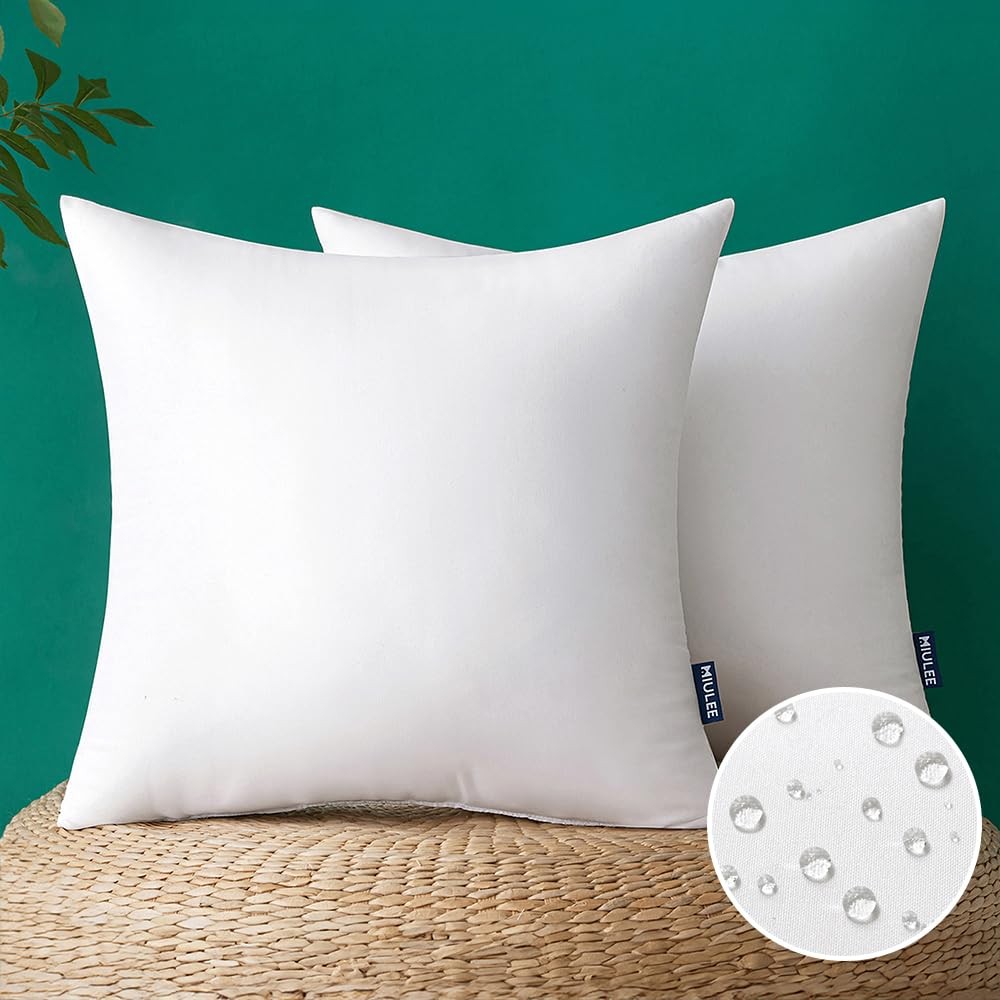 MIULEE 2 Pack 18×18 Inch Outdoor Pillow Inserts Waterproof Decorative Throw Form