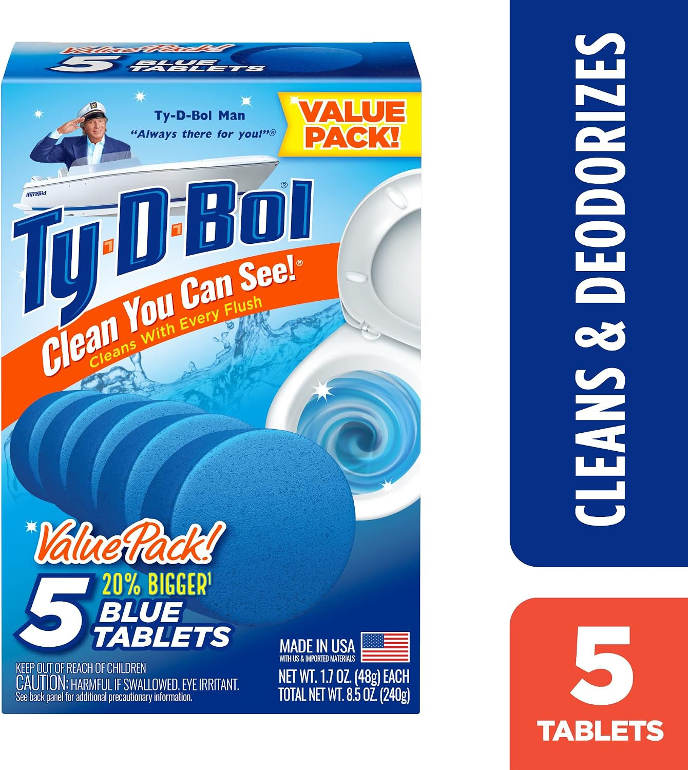 Ty-D-Bol Toilet Bowl Cleaner Tablets, Bleach-Free, 5 Pack | Automatic Drop-In, R