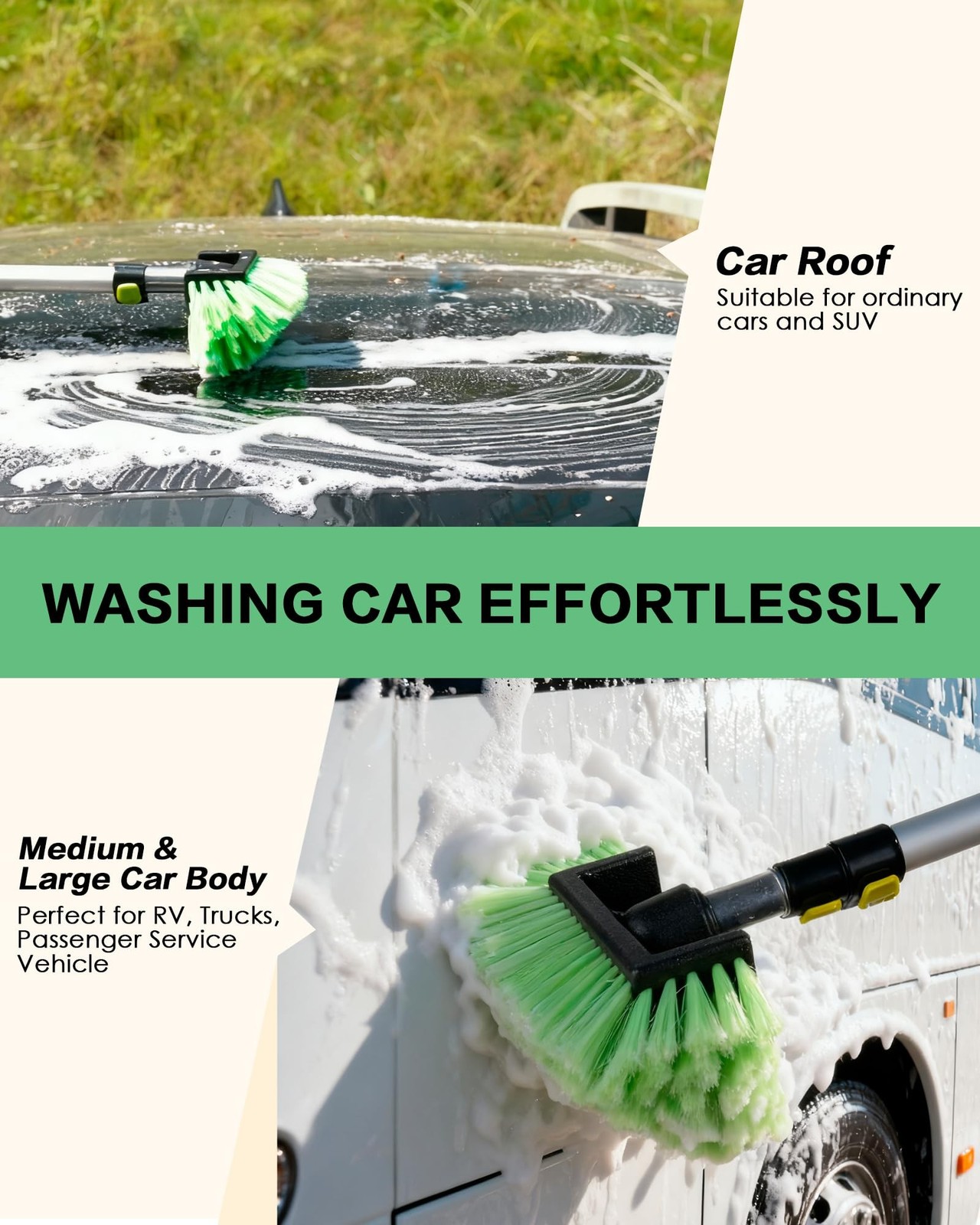 3-10ft Car Wash Brush with Long Handle, Car Cleaning Kit with Aluminium Teles…