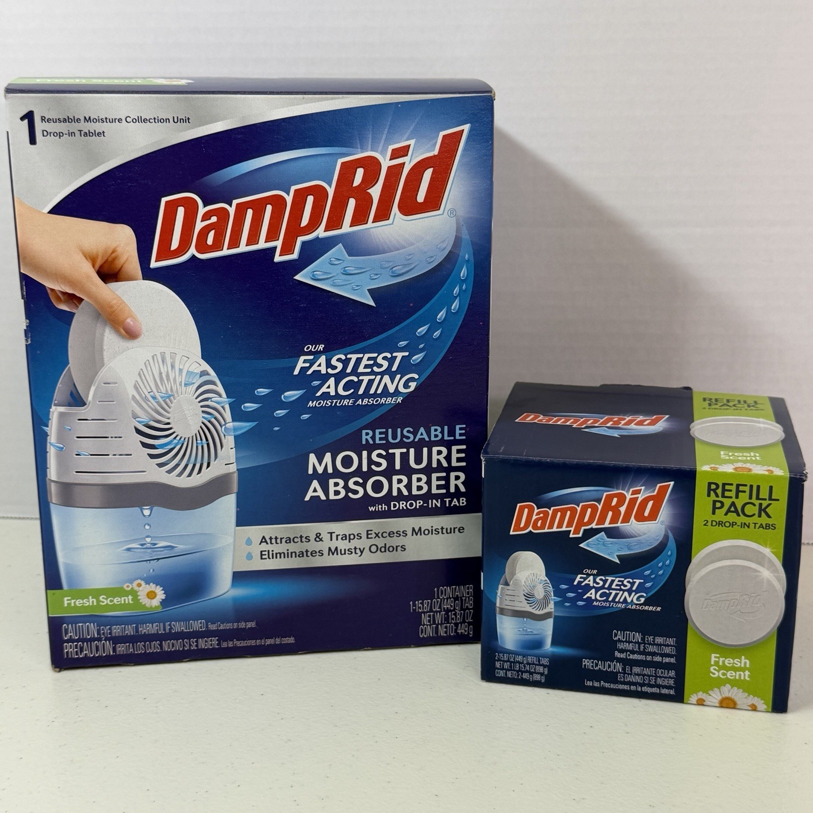DampRid Drop-In Moisture Absorber Kit & Refill Pack Fresh Scent 3 Tablets