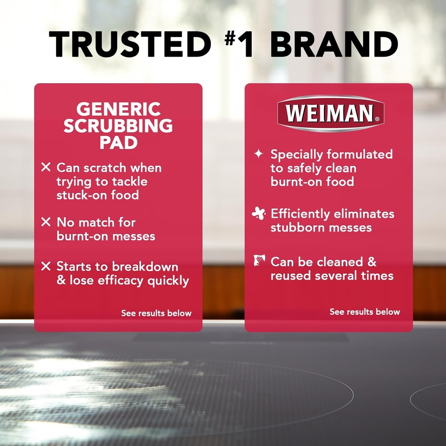 Weiman 3 Count Cook Top Scrubbing Pads – Safe Stain Remover for Porcelain