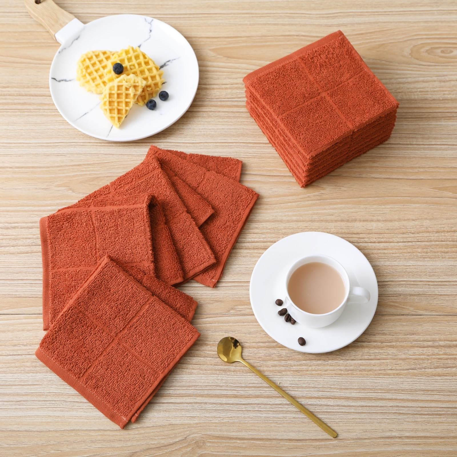 Glynniss Dishcloths Kitchen Highly Absorbent Dish Rags 11×11 inches, White