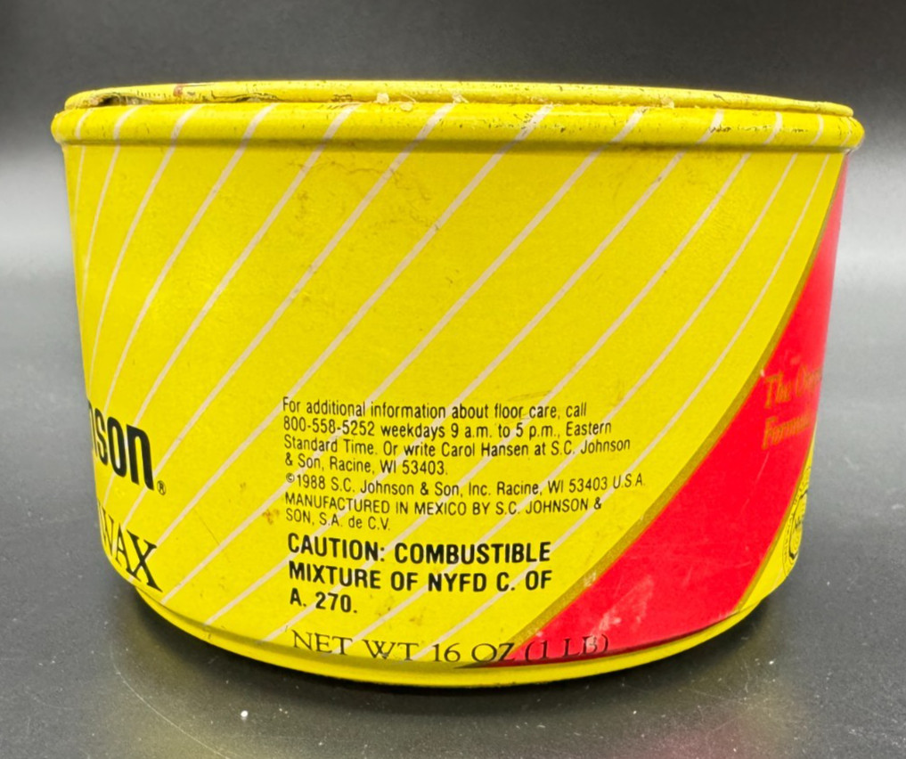 SC Johnson Paste Wax, Discontinued, 11 Oz w/out Lid