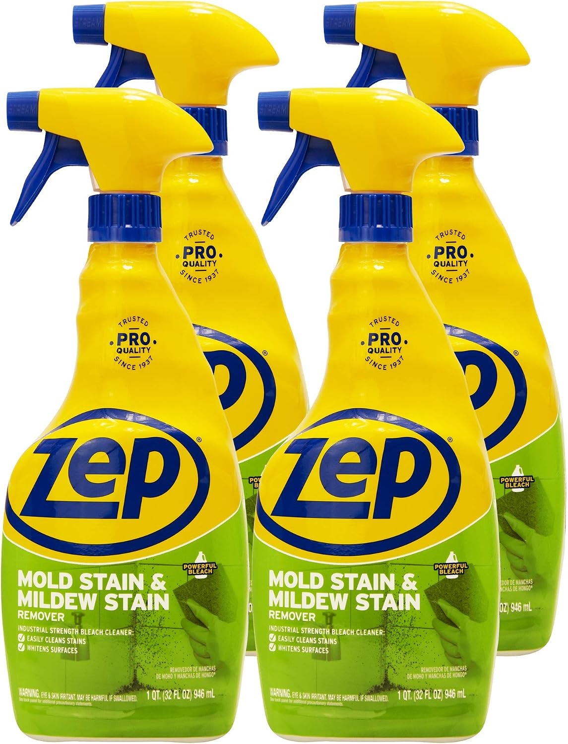 Zep Mold Stain and Mildew Stain Remover – 32 oz (Pack of 4) ZUMILDEW32 – Profess
