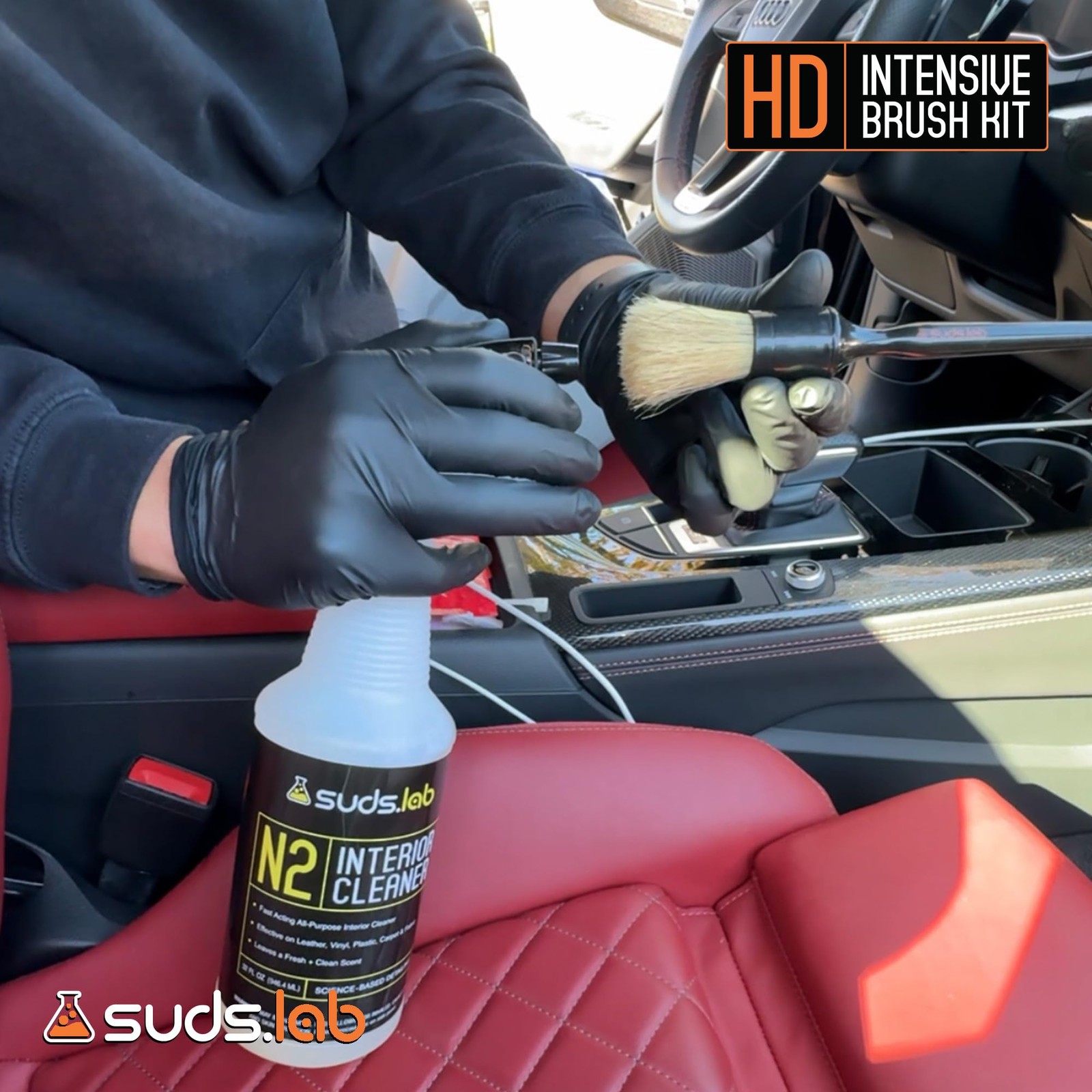 Suds Lab HD Intensive Car Detailing Brush Kit 3 PCS Boars Hair Scratch Free