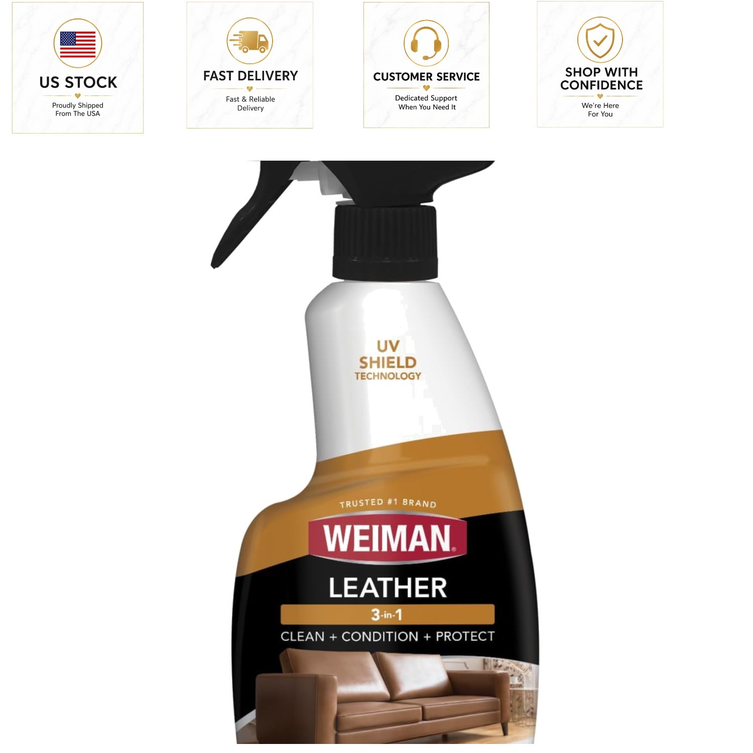 Professional Grade Leather Cleaner & Conditioner – 12 Oz Spray for All Surfaces