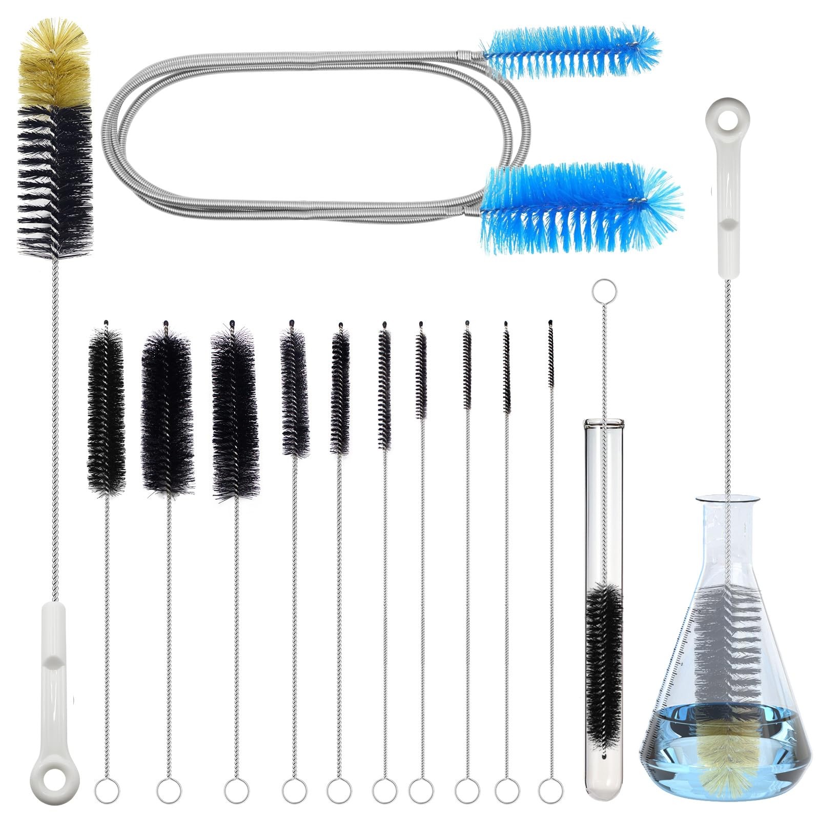 12 Pcs Glass Tube Cleaner Brush Set HeavyDuty for Bottle Straw Hose Aquarium