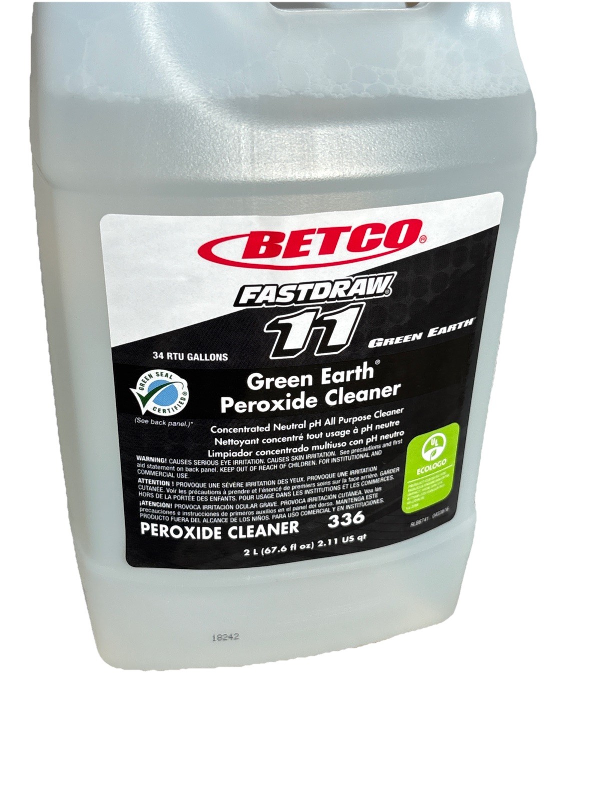 Case Of 4 Betco Green Earth Peroxide Cleaner, Clear 2L Bottles