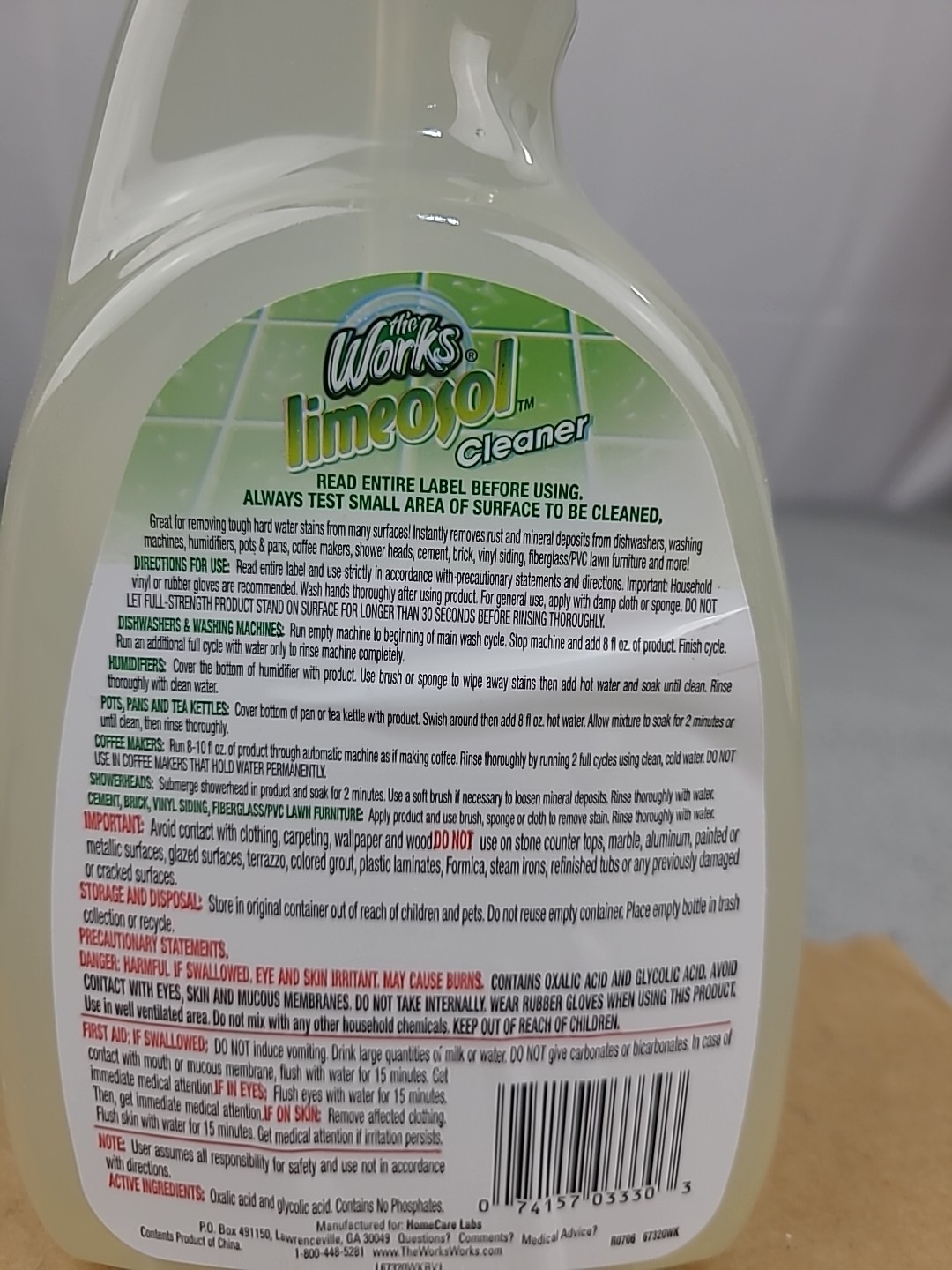 1x The Works LIMEOSOL Cleaner Original Formula Lime Calcium Rust Hard Water