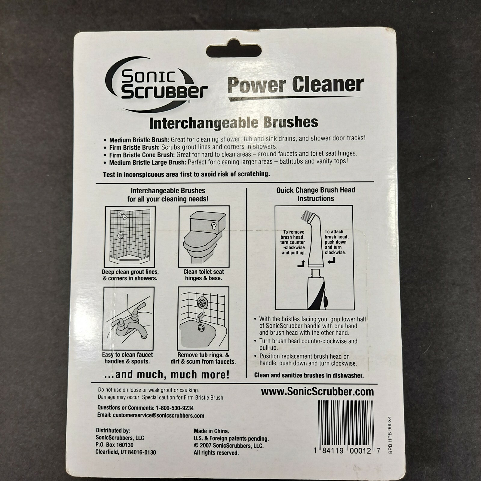 Sonic Scrubber Bathroom Power Cleaner Interchangeable Brushes