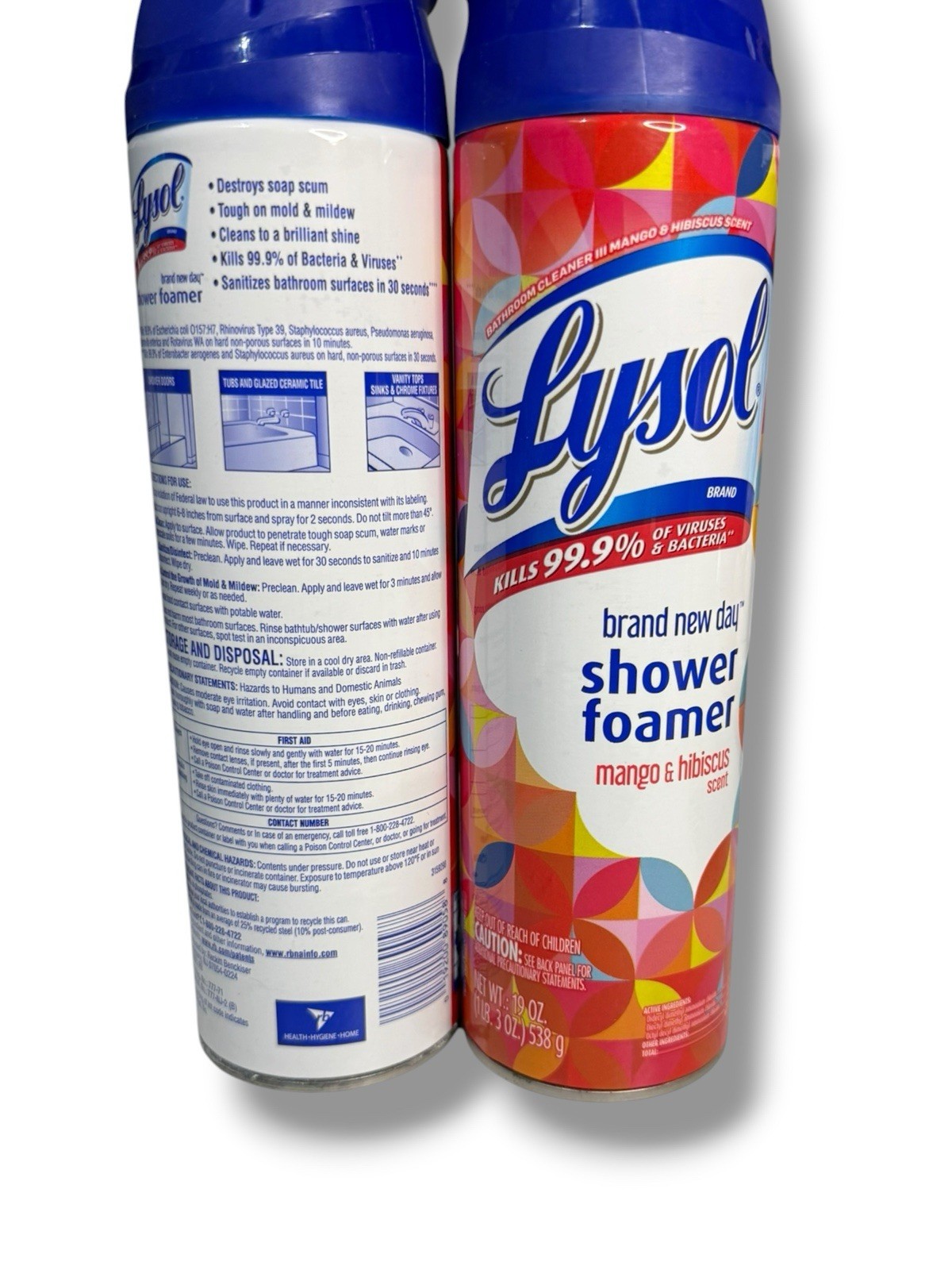 2 x Lysol Brand New Day Mango Hibiscus Scent Shower Foamer 19oz EA