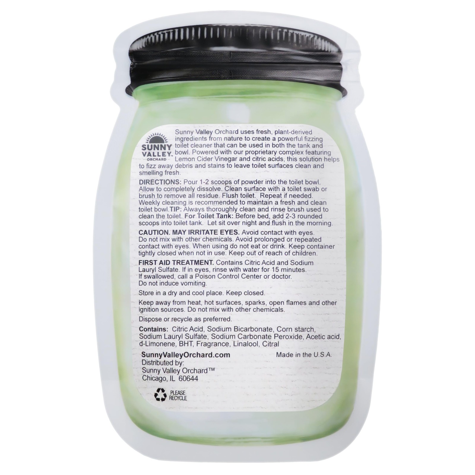 Sunny Valley Orchard Lemon Cider Vinegar Foaming Toilet Bowl Cleaner