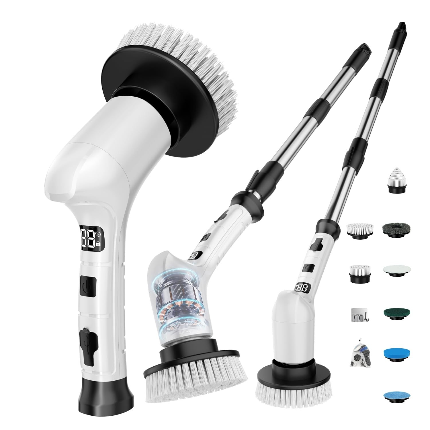 Electric Spin Scrubber for Cleaning Bathroom,Cordless Power Shower Scrubber -…