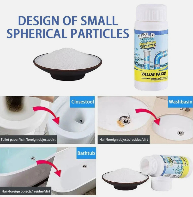 3x Fast Drain RemoverHot Sink Pipe Dredge Bomb Toilet- Quick Foaming Cleaner