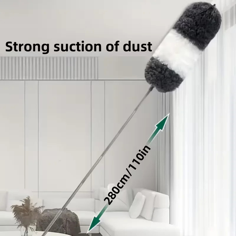 Extendable Microfiber Duster Wand, 284Cm/112In – Flexible, Retractable Pole for
