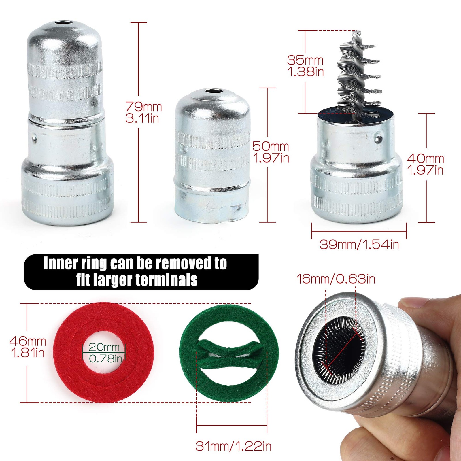 Battery Terminal Cleaners (2 pcs), Plus 12 pcs Battery Terminal Anti-Corrosio…