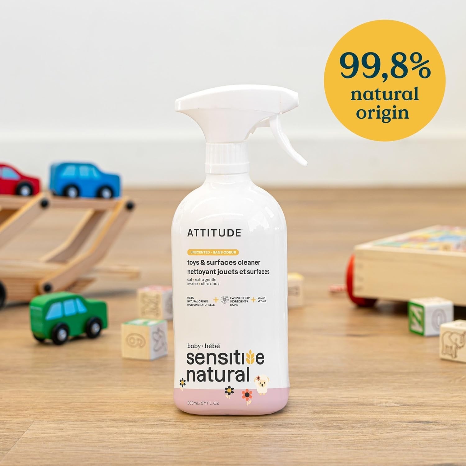 Gentle Multi-Surface Toy Cleaner Spray for Babies – 27.1 Fl Oz, Natural Formula