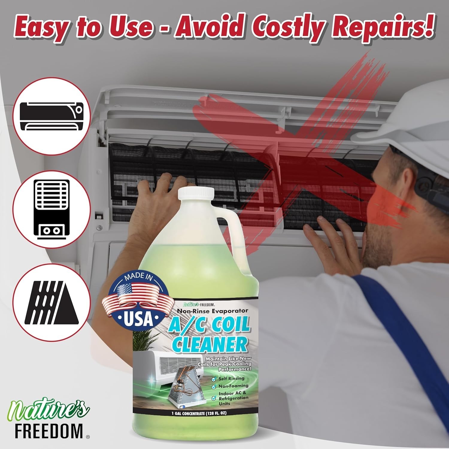 Nature’s Freedom Indoor AC Coil Cleaner with Pump Sprayer – 1 Gallon