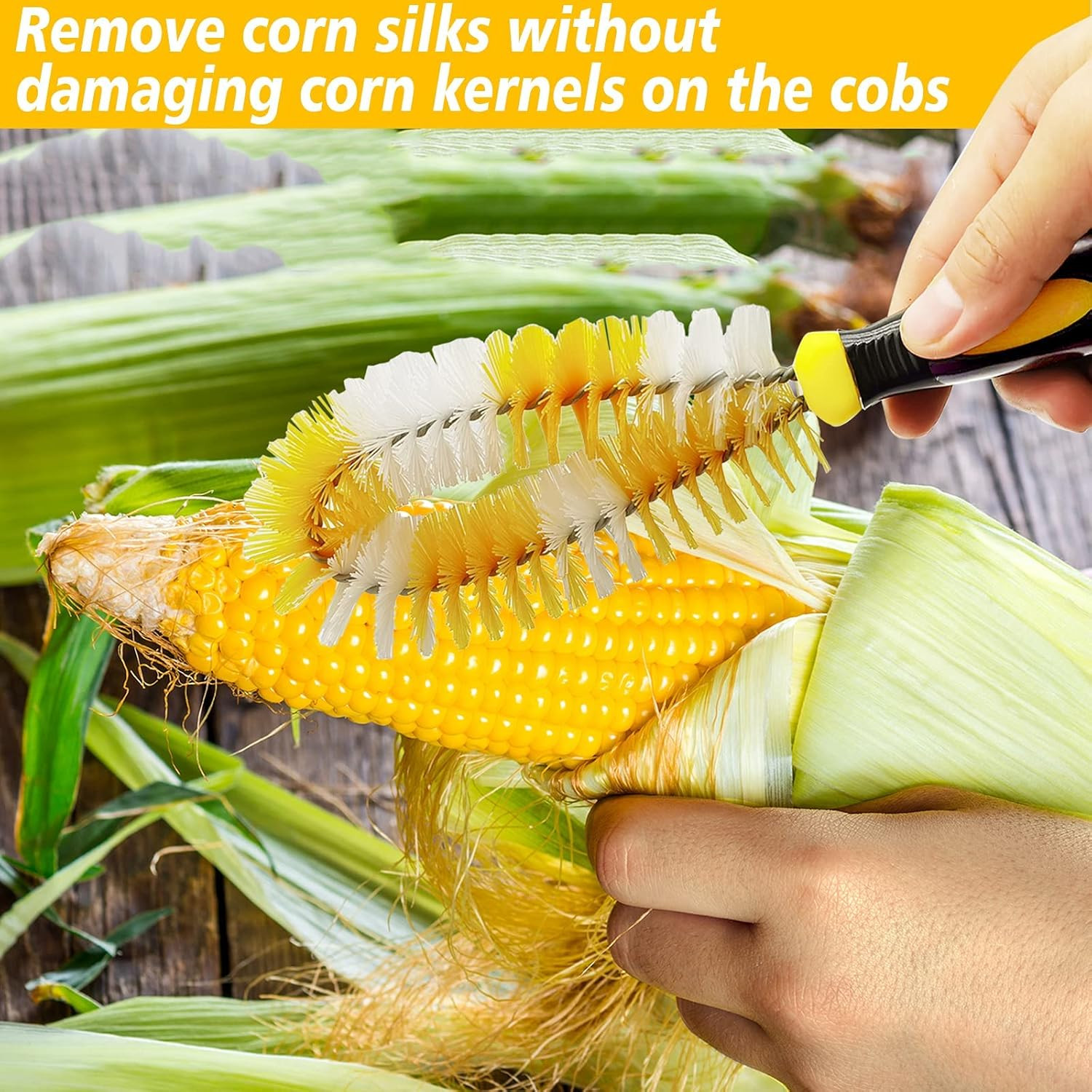 Corn Silk Remover Cleaning Brush for Vegetables with Handle Nylon Bristles Tool