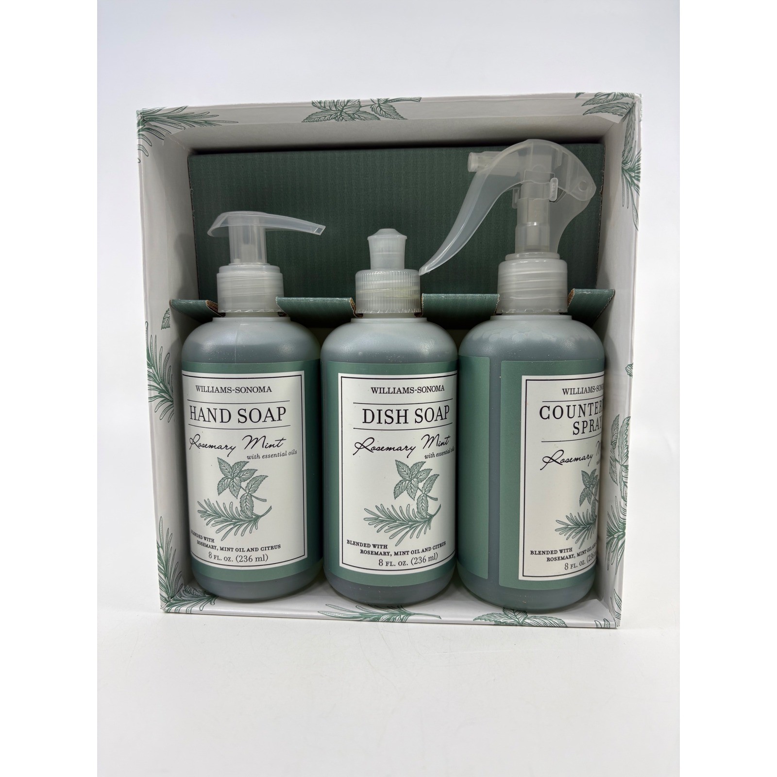 Williams-Sonoma Kitchen Essentials Kit Rosemary Mint Soap & Spray Set 3pc 8oz