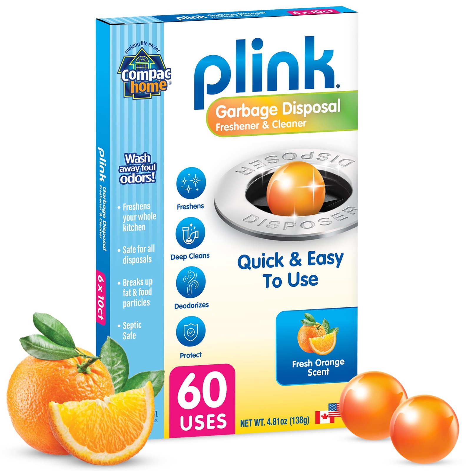 60 Count Plink Garbage Disposal Cleaner and Deodorizer Value Pack Fresh Citrus