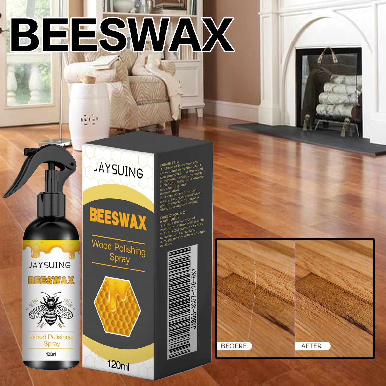Bee Wax Furniture Polish Spray Natural Micro-Molecularized Beeswax w/ Tool US