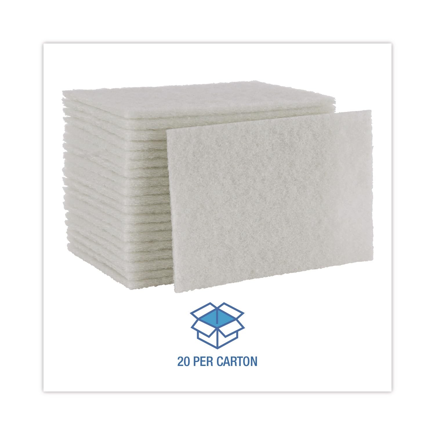 BWK198 Light Duty Scour Pad, White, 6″ x 9″ (Case of 20)