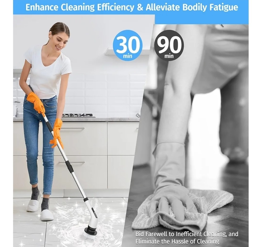 7 IN 1 Electric Spin Scrubber Cordless Power Cleaning Brush Rechargeable Cleaner
