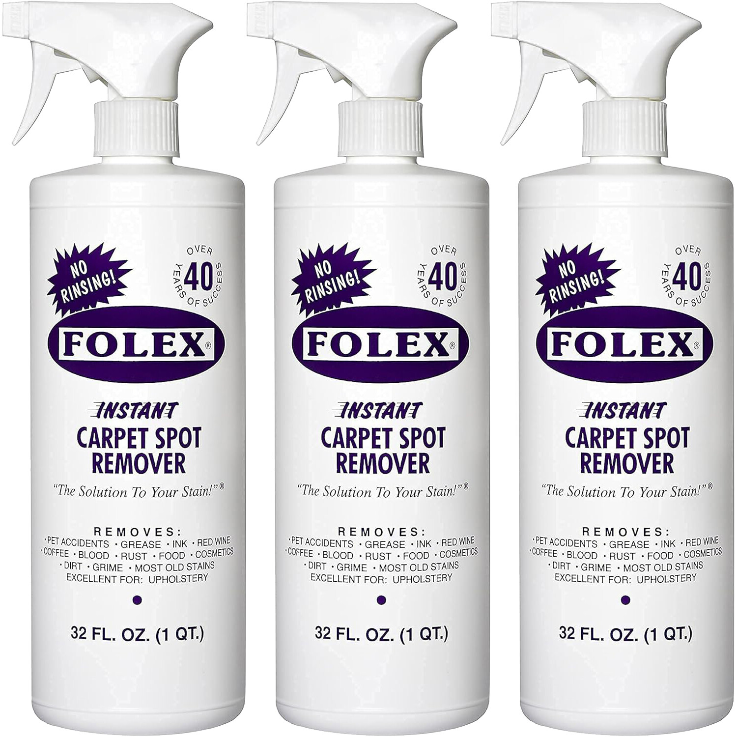 3 Pack Folex Instant Carpet Spot Remover – 32 oz – Removes Pet Accidents, Grease