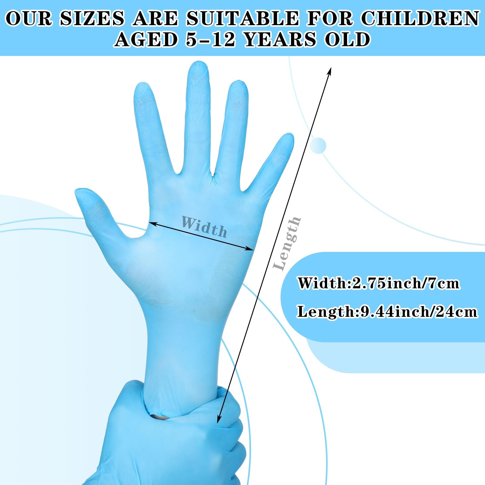 Cuffbow 100 Pcs Kids Gloves Disposable suitable for 5-12 years, Multicolored