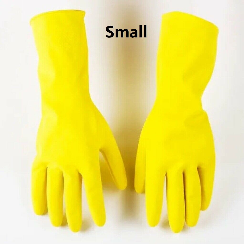 Shamrock Yellow Latex Household Rubber Gloves, Small, 2 pairs