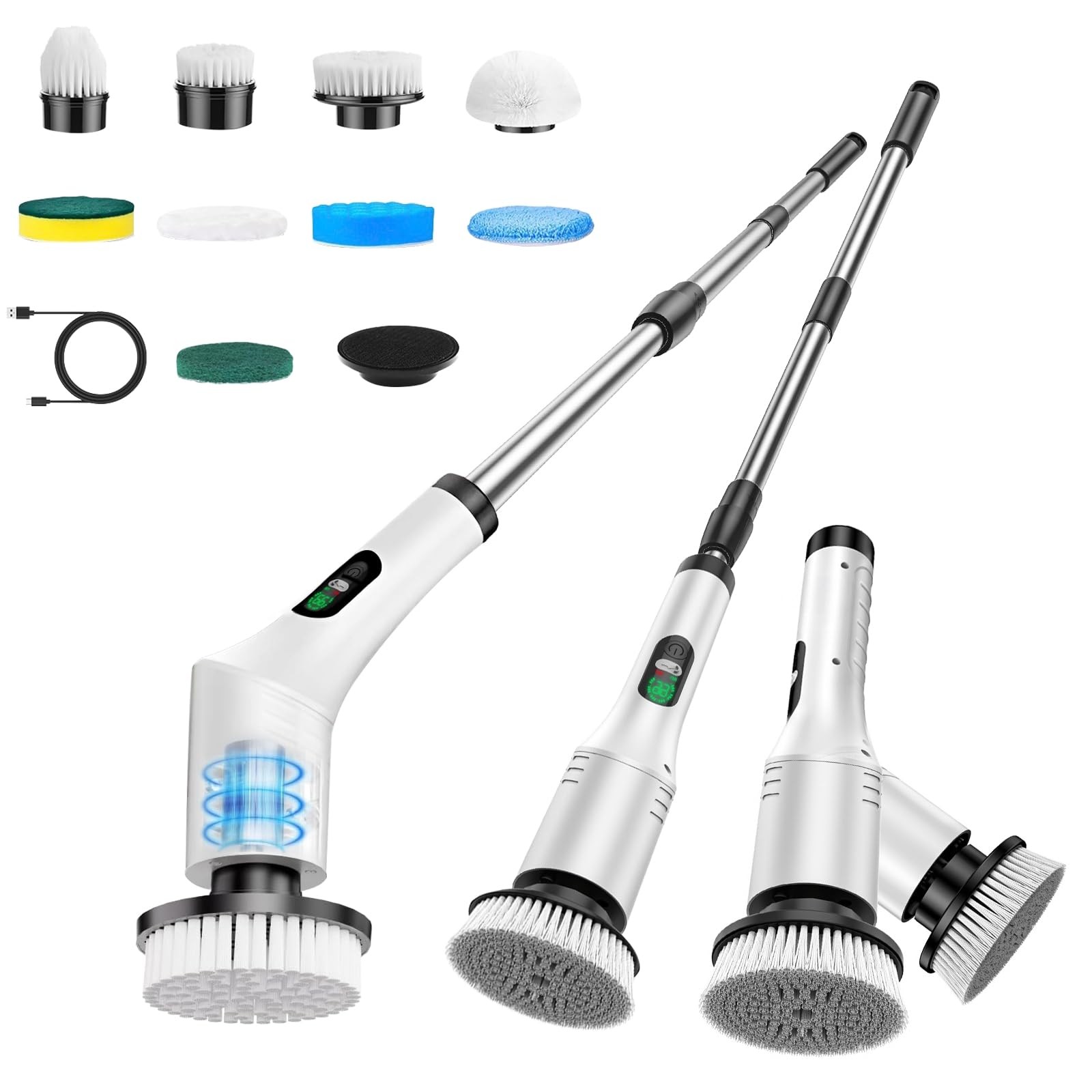 Electric Spin Scrubber, Bathroom Scrubber, Cordless Shower Cleaner Brush, 9 R…