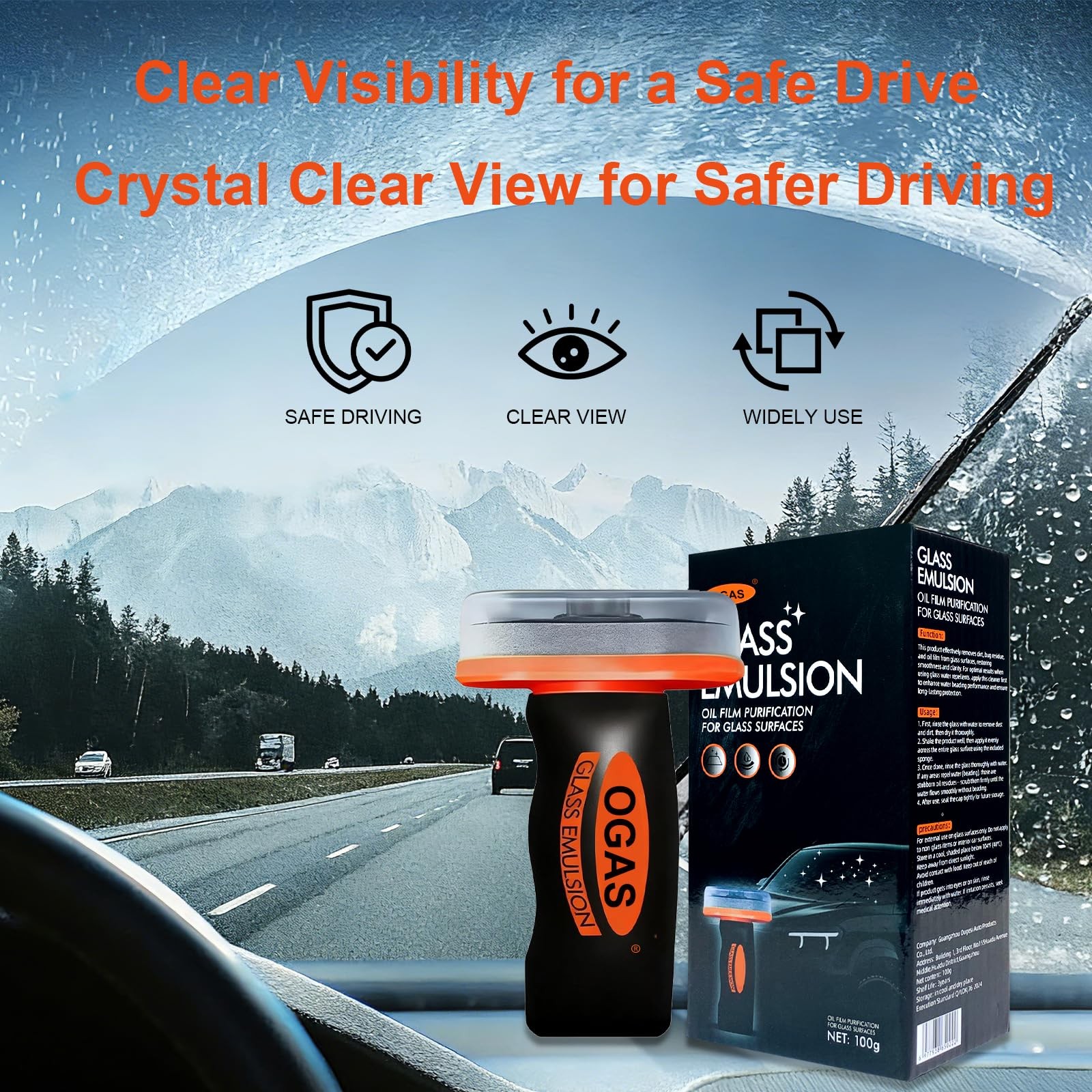 Glass Cleaner-auto glass cleaner& glass emulsion, Removes Tough Grease, Grime…