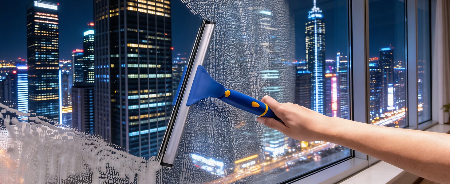 Swivel Shower Squeegee for Glass Doors, All-Purpose Anti-Slip Window Squeegee