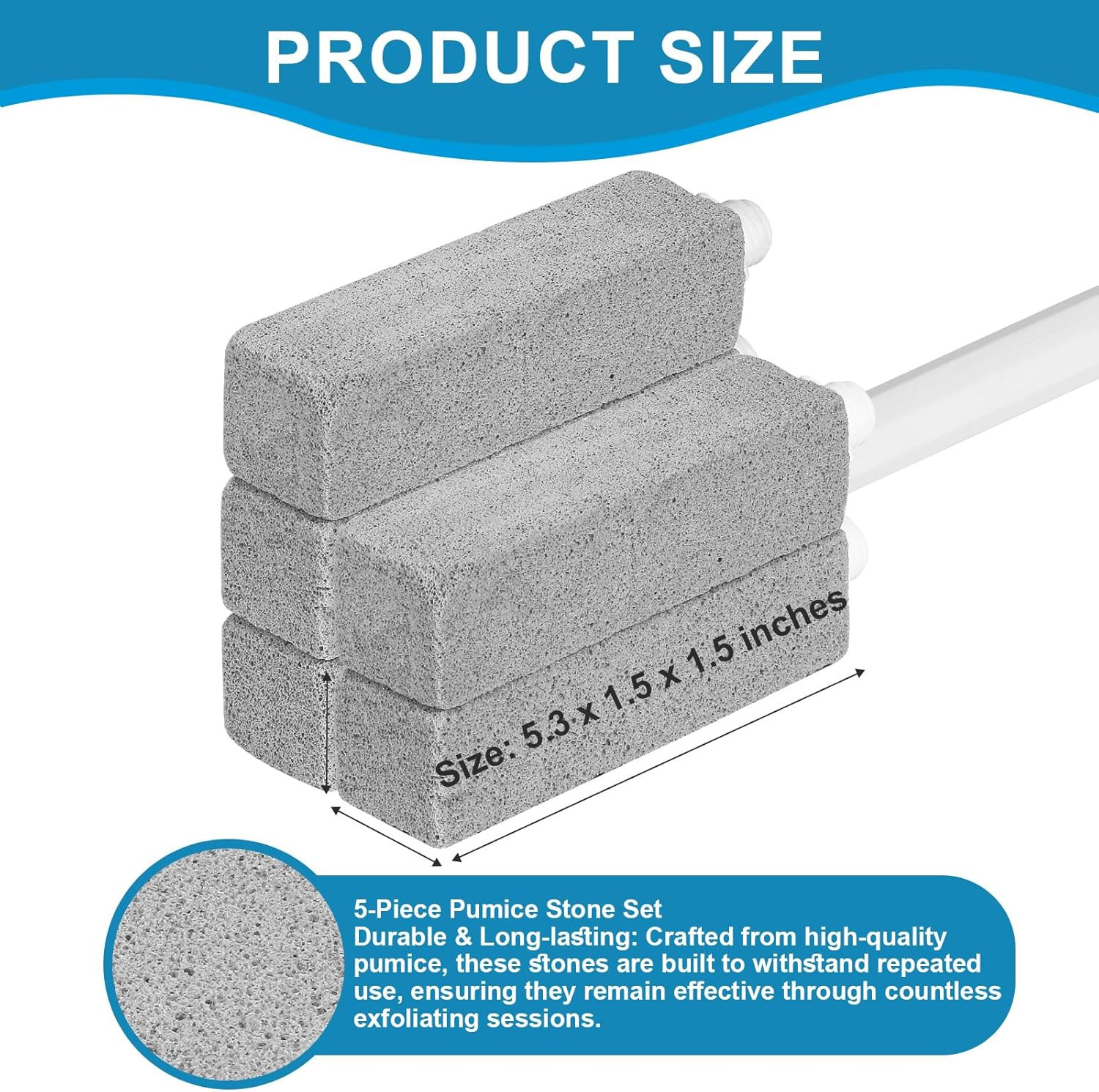 5 Packs Pumice Cleaning Stone with Extra Long Handle, Pumice Stone for Toilet Bo