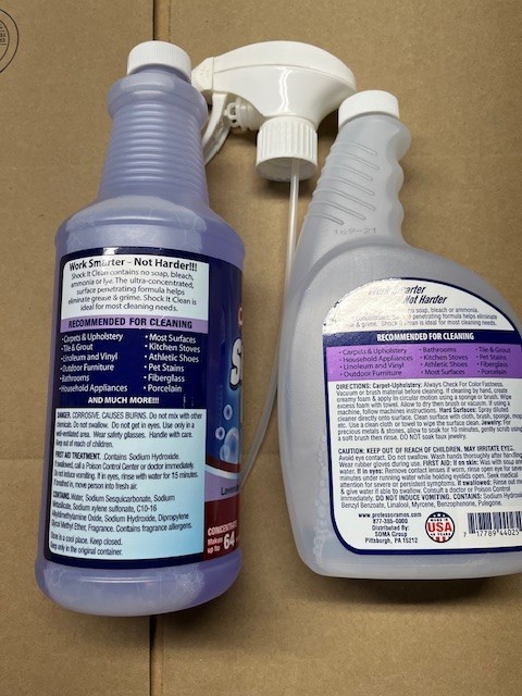 Professor Amos Shock It Clean 32 oz. Concentrate=64x24oz bottles, Lavender Mint