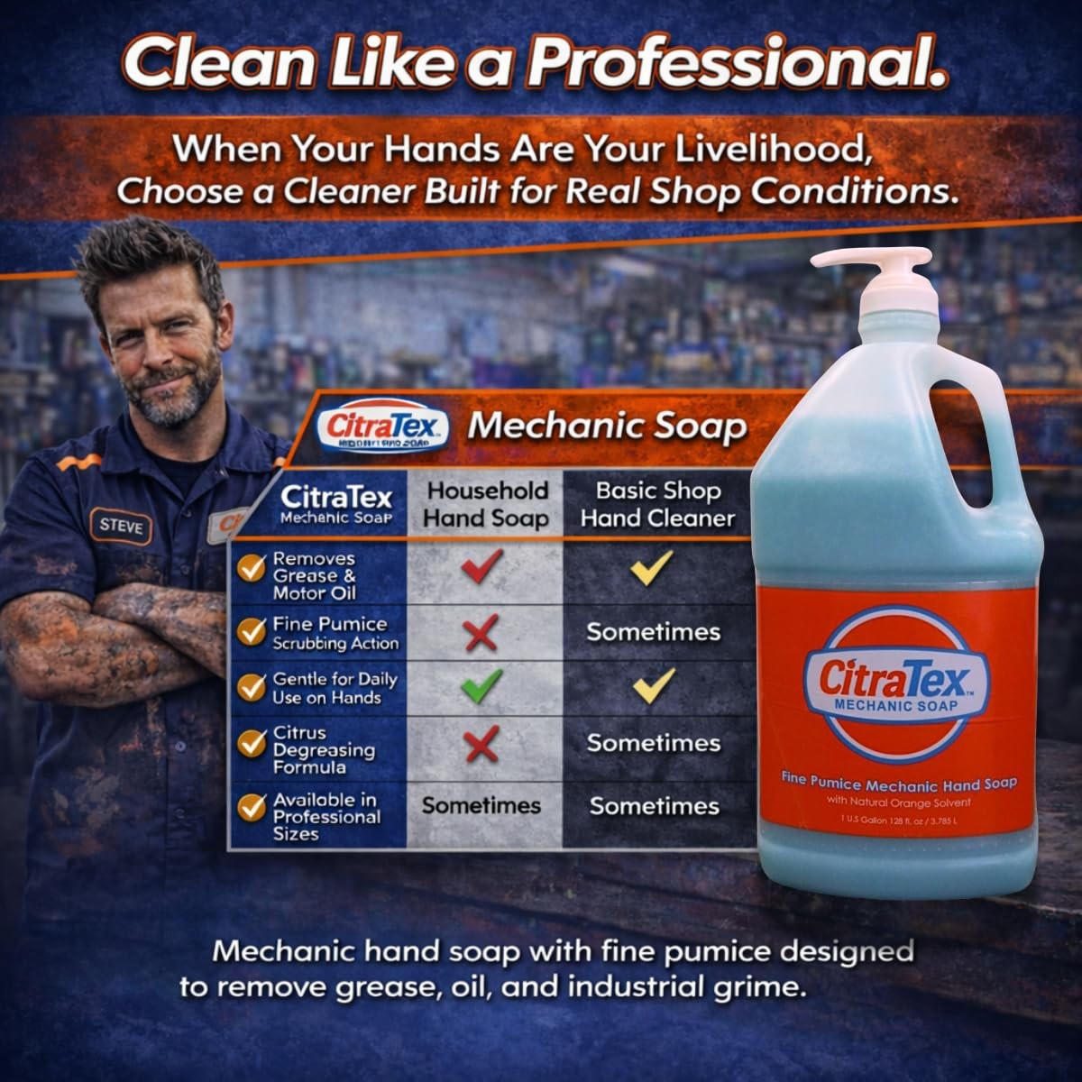 Heavy Duty Mechanic Hand Soap with Fine Pumice – Industrial Strength Hand Cle…