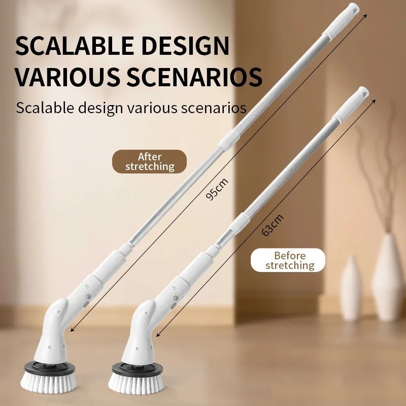 5-in-1 Electric Cleaning Brush Cordless Rotary Scrubber Kitchen Bathroom Cleaner