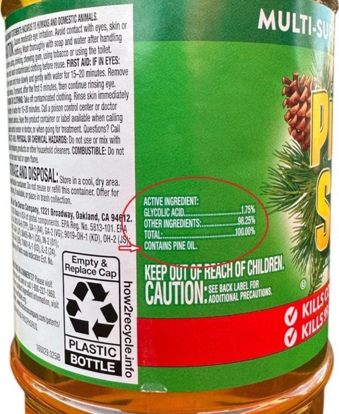 Pine Sol ORIGINAL Formula with PINE OIL Glycolic Acid Multi Surface Cleaner 48oz