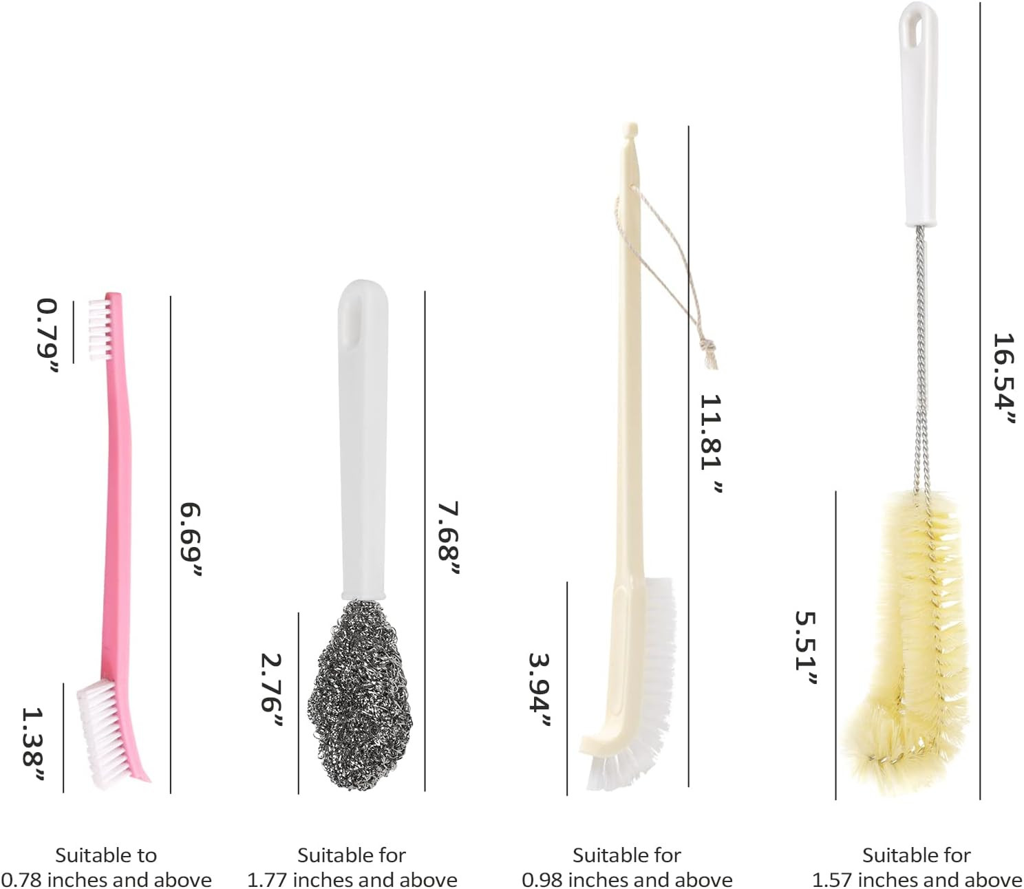 Portable Blender Cleaning Brush Set of 4 – With Hanging Hole – Long Handle – For